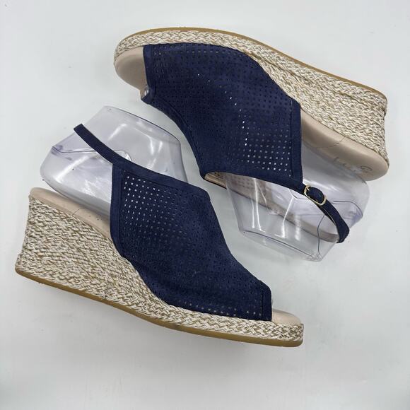 Amalfi Espadrille Sandal Platform Wedge Womens US 8.5M Navy/Beige Pillow Feet - Picture 5 of 8
